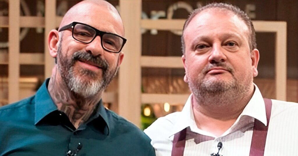 Que fase: astro derrapa e programa continua fazendo hora extra na TV Henrique Fogaça e Erick Jacquin no MasterChef Brasil